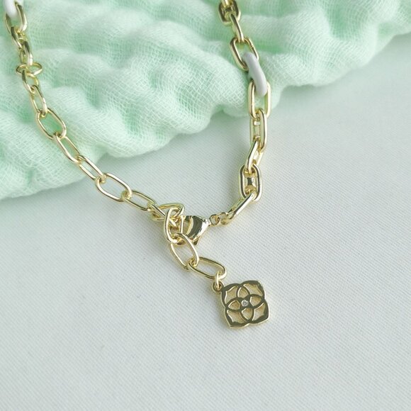 Kendra Scott Bailey White Mix Chain Necklace - Gold - Picture 4 of 4